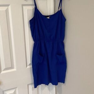 Aqua Royal Blue Buttoned Dress